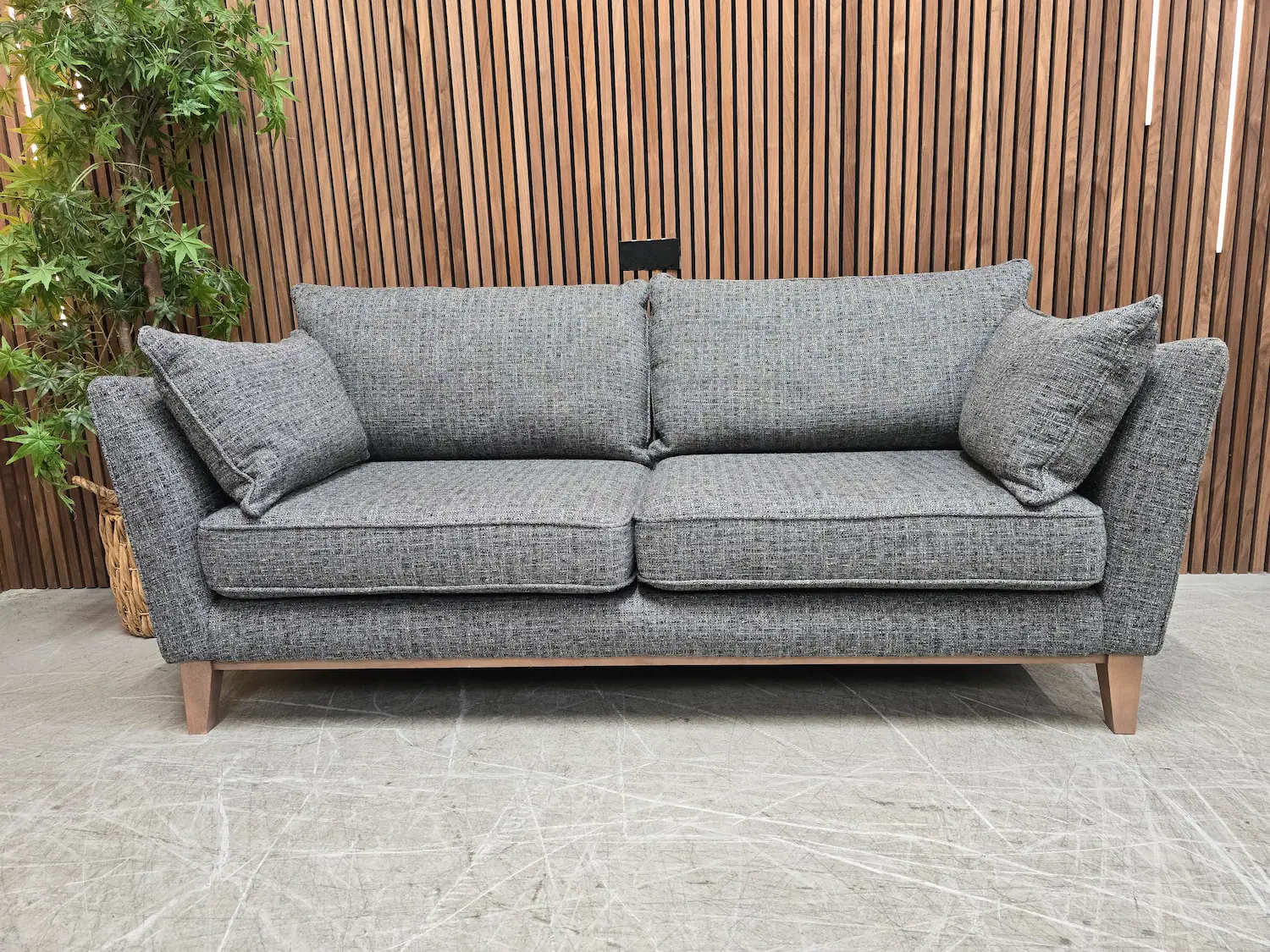 Scout traditional 3 seater sofa in grey fabric