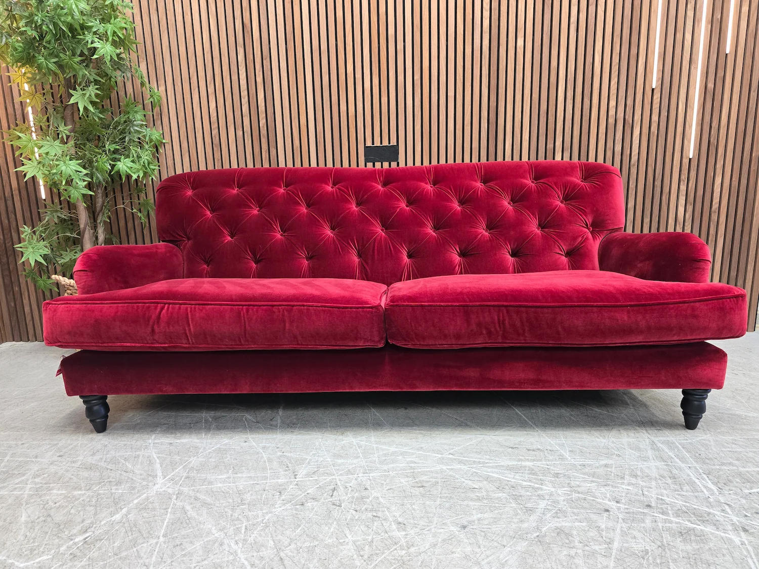 (Upload-from-mobile-1769892440)20251125_104059 - Copy snowdrop buttoned back 3 seater sofa in malbec cotton matt velvet
