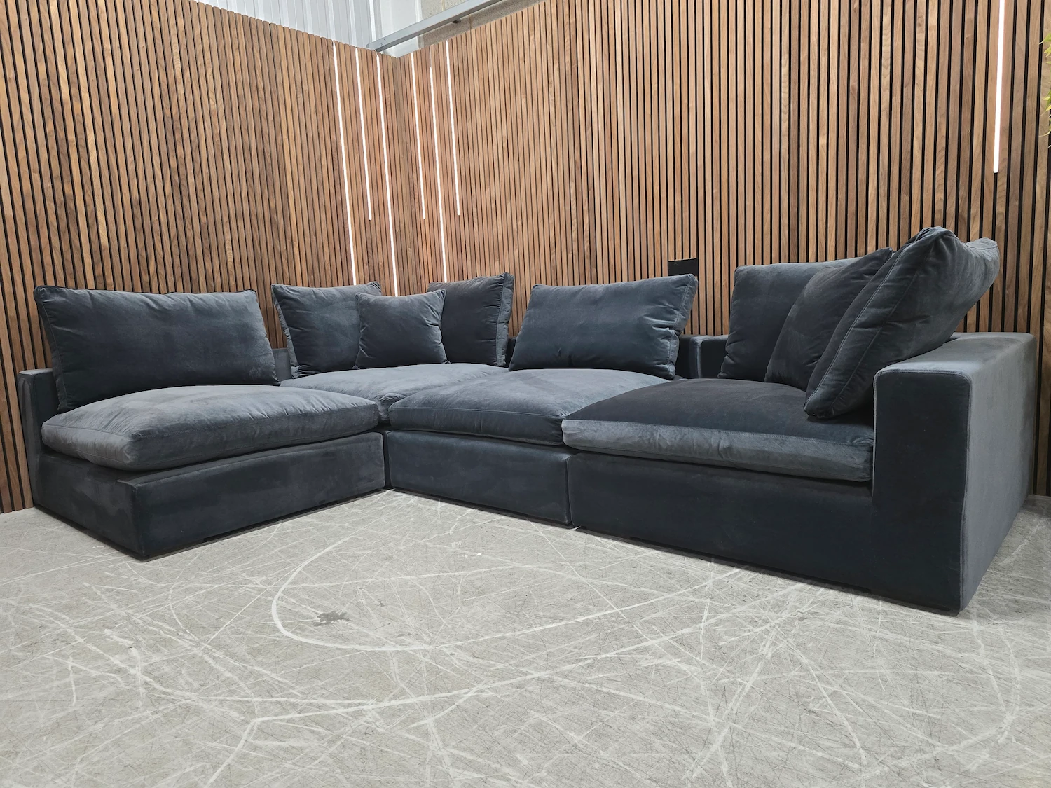 long island modular corner sofa in armour smart velvet