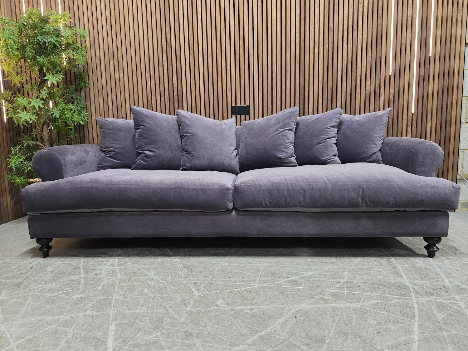 teddy 4 seater sofa in shale clever velvet