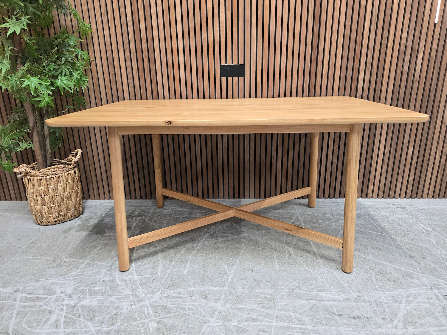 kingham 105cm mid century dining table in oak