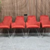 4x utah diamond stitched dining chairs in red velvet