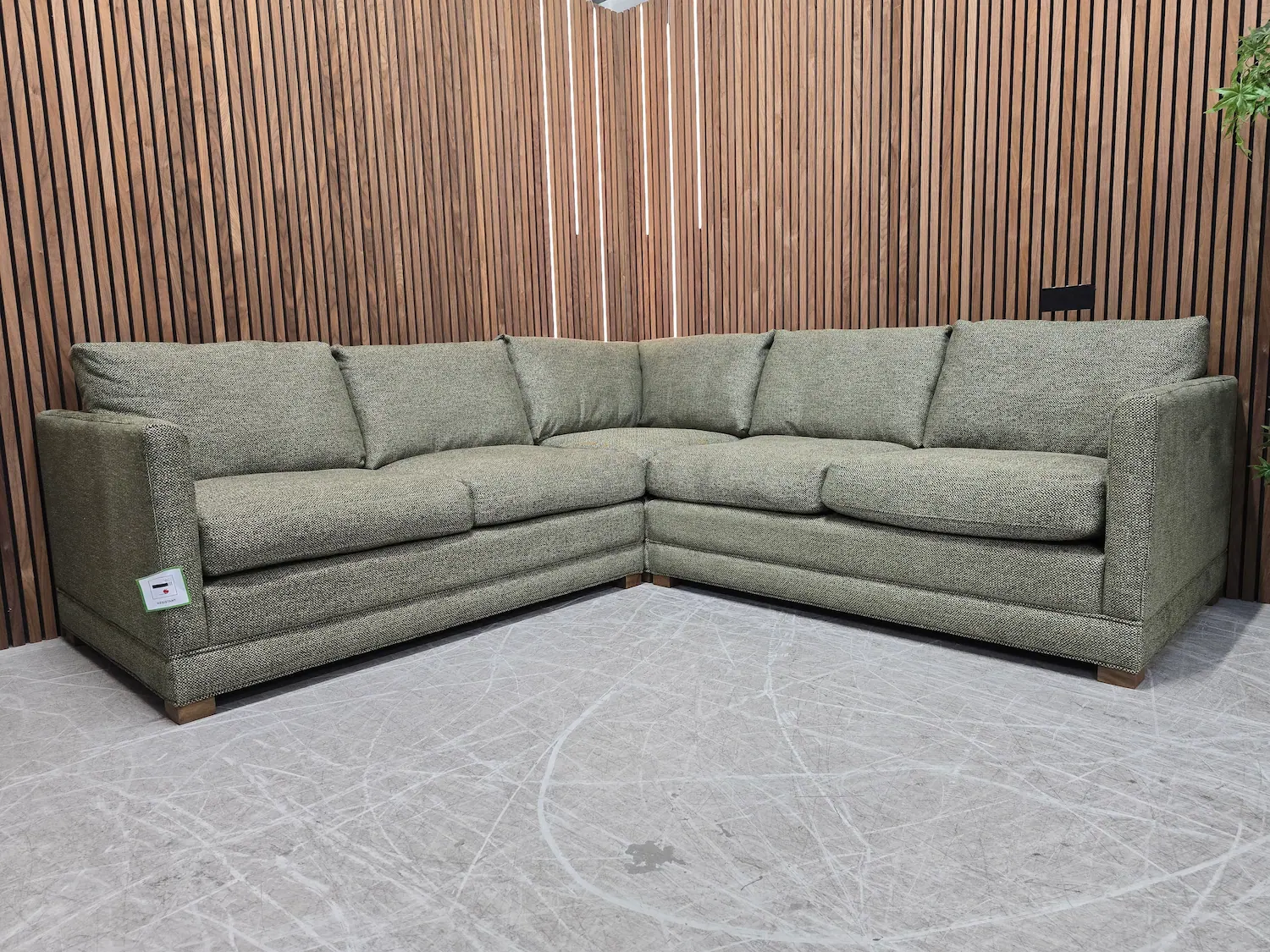 aissa equal sided corner sofa in rosemary heathland weave