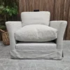 Otto armchair in taupe brushed linen cotton