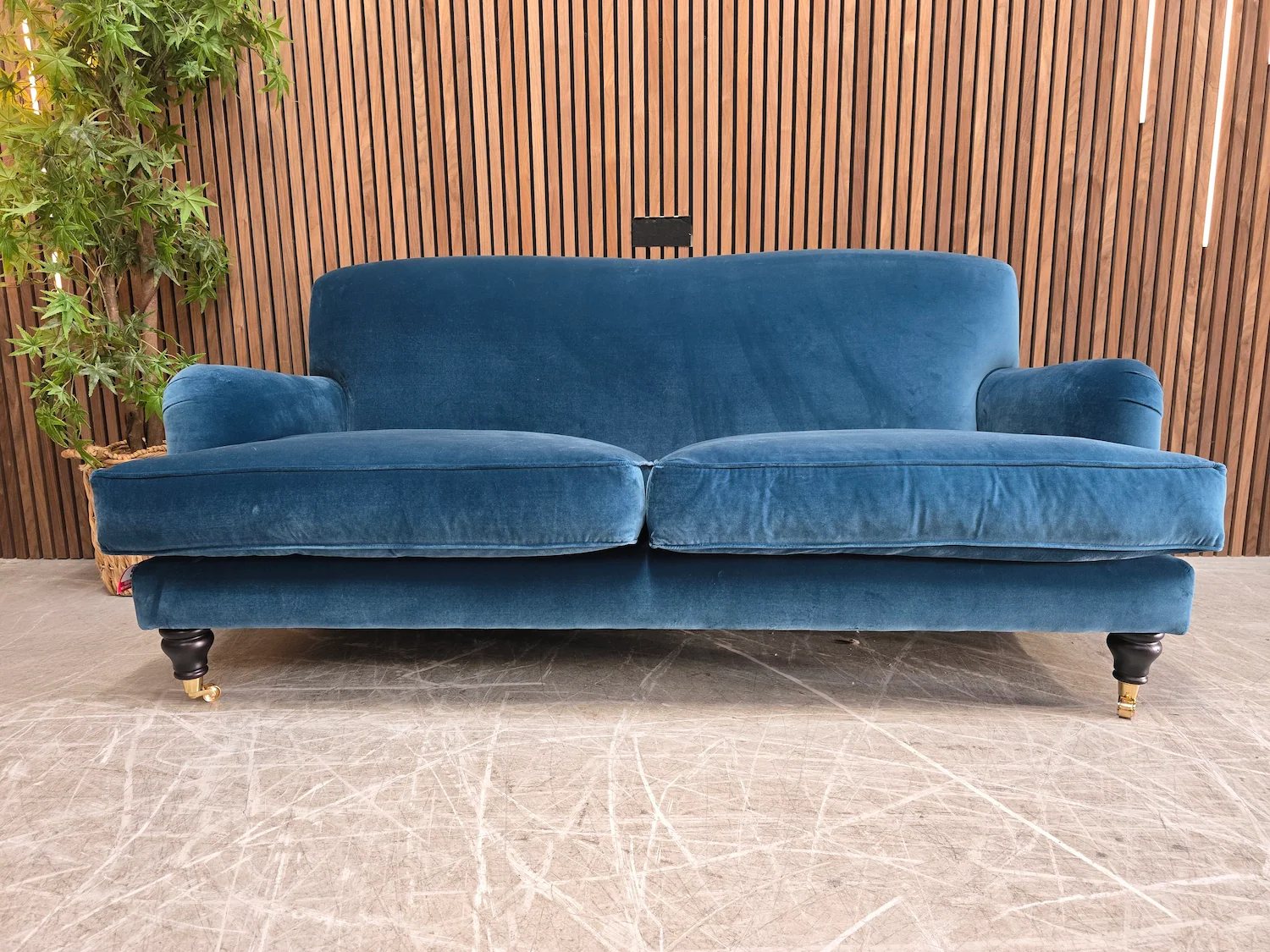 snowdrop 2.5 seater sofa in deep turqouise cotton matt velvet