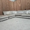 majestica left hand facing corner sofa and footstool in silver chenille