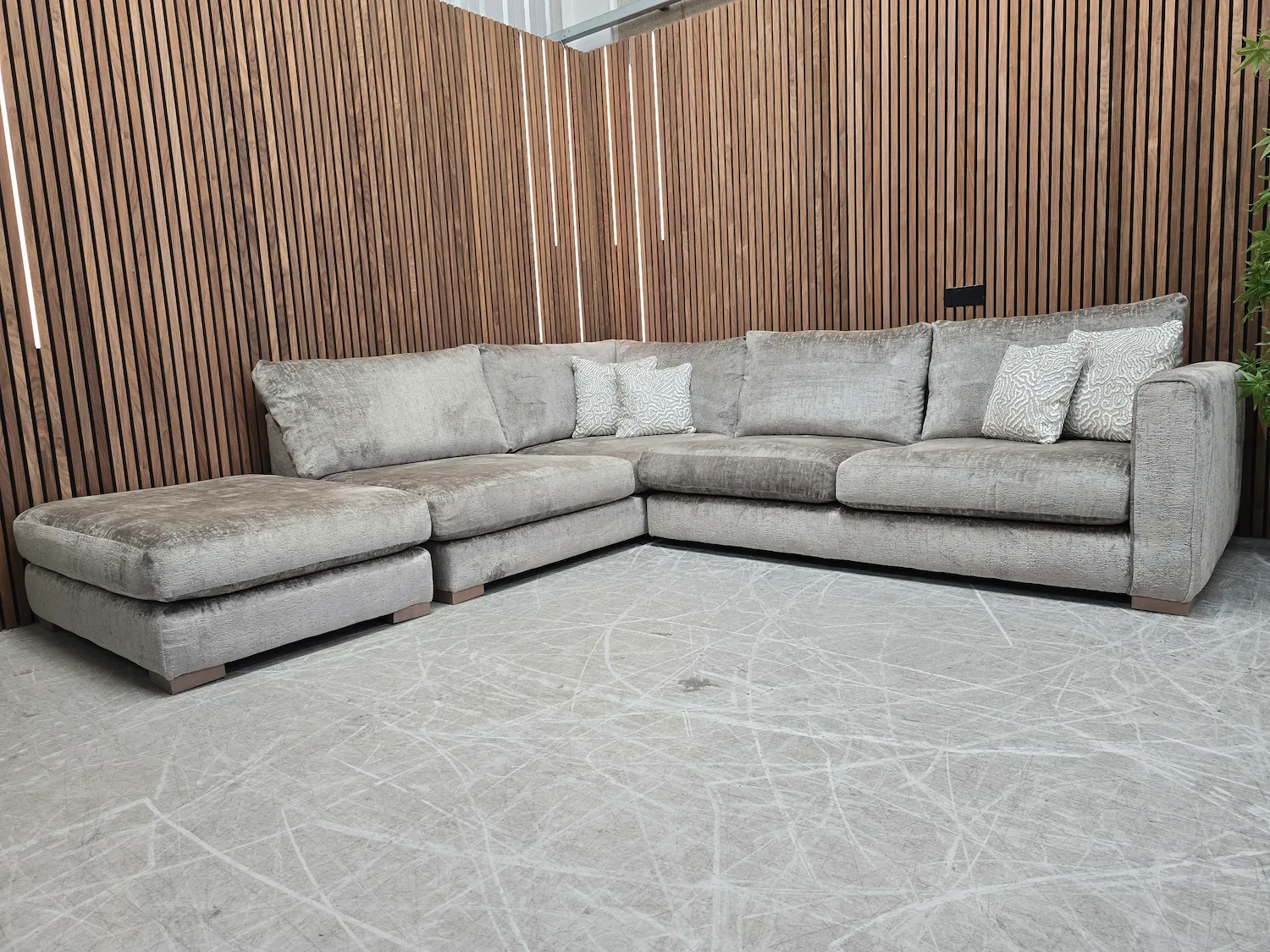 20251222_121529 - Copy sofology majestica left hand facing corner sofa and footstool in grey chenille