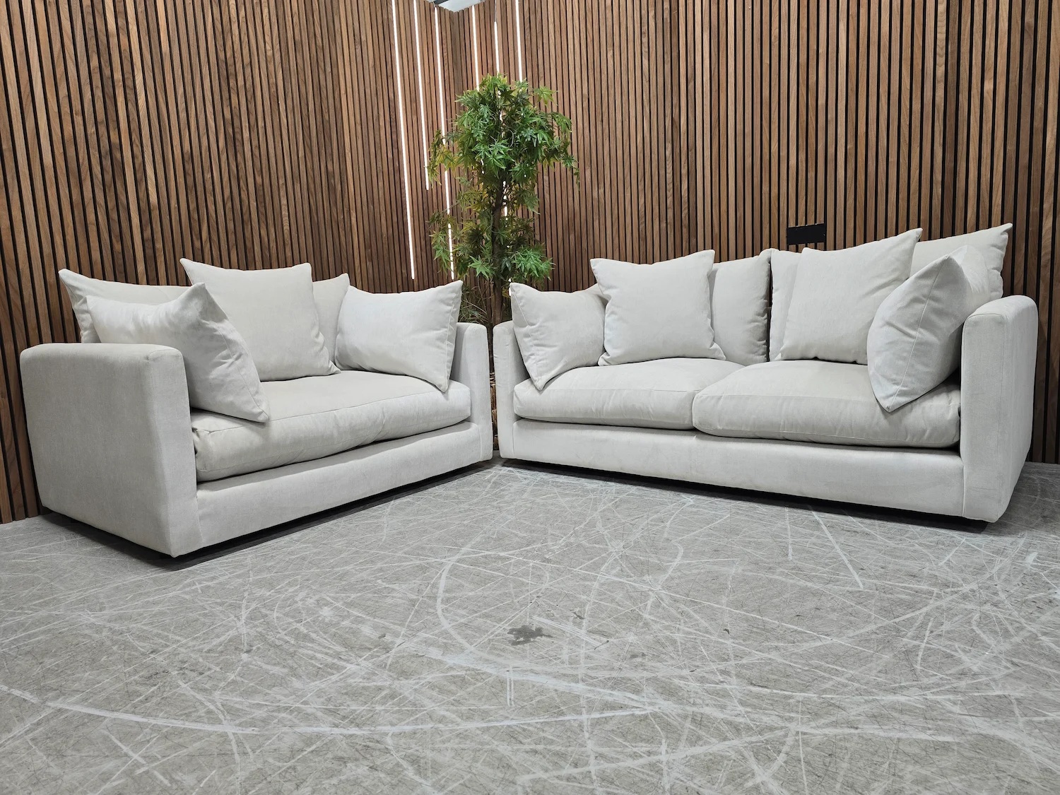 marty sofa and loveseat in dusk ecru