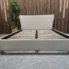 loaf smoke king size bed frame in thatch house fabric