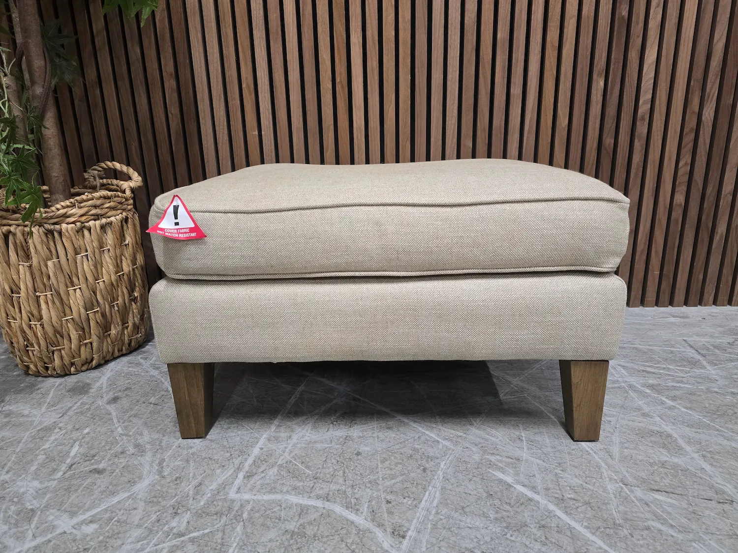 iggy medium rectangular footstool in cashew viscose linen