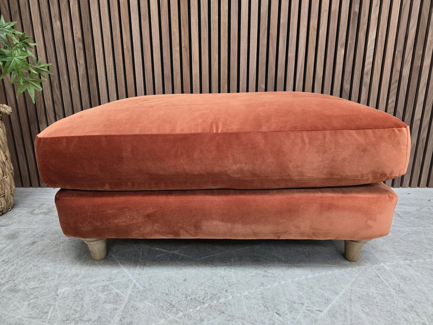 loaf jonesy recantagular footstool in broken pot clever velvet