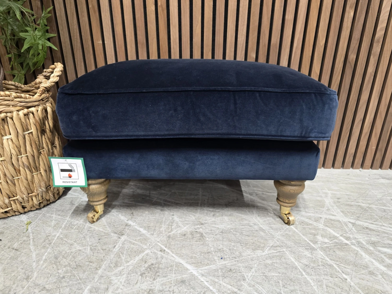 bluebell small rectangular footstool in cruise smart velvet