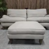bluebell 3 seater and footstool in taupe brushed linen cotton
