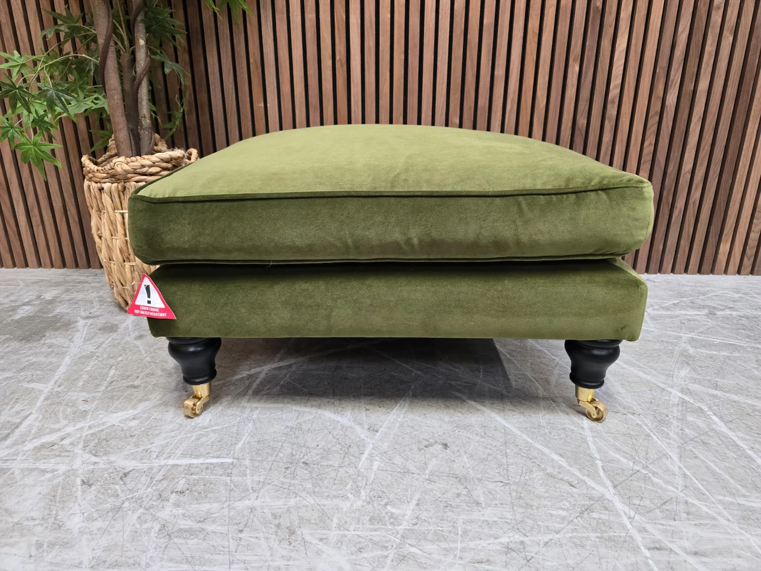 bluebell medium square footstool in meadow smart velvet