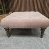 valentin medium square buttoned footstool in pink