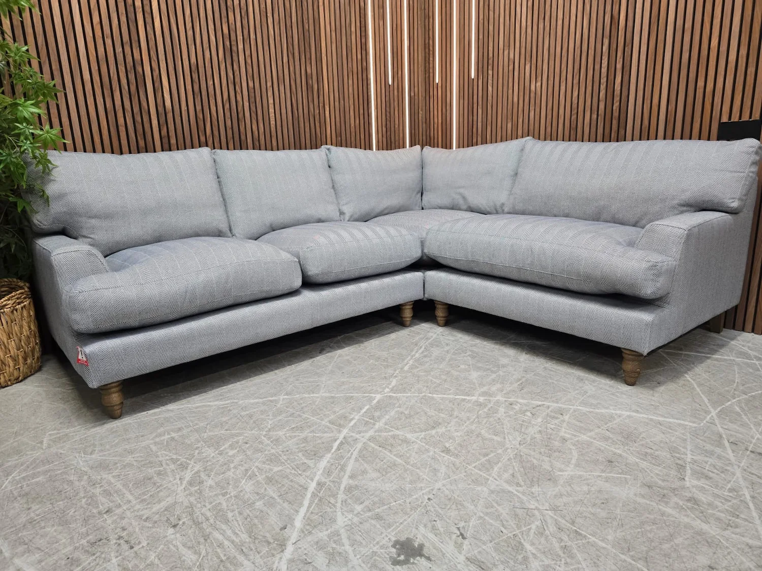 isla right hand facing corner sofa in uniform house herringbone