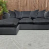 front picture of malibu chaise sofa in slate velvet