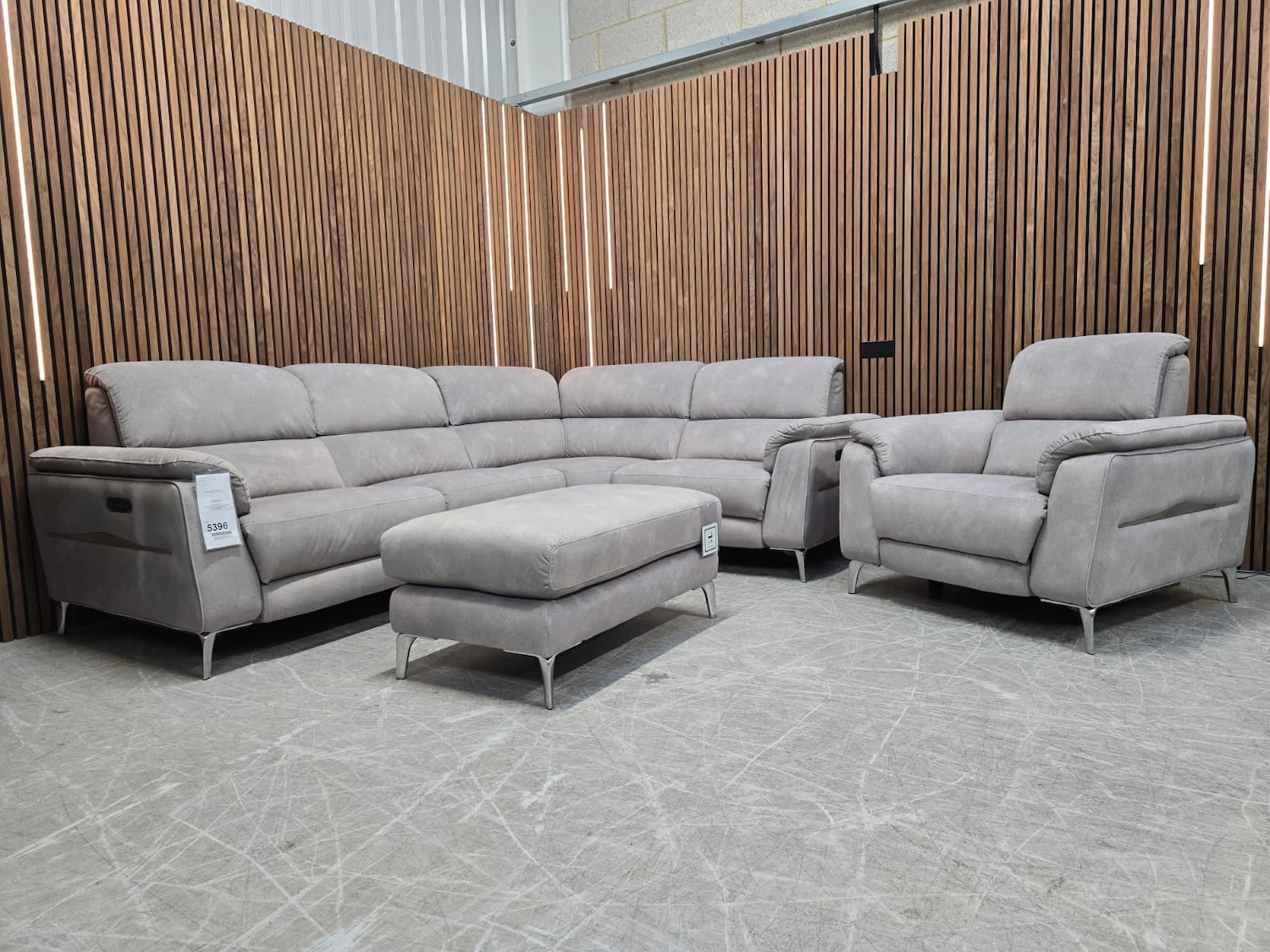 Power Recliner Corner Sofa, Armchair & Footstool in Dexter (grey)