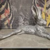 Large lying down rabbit ornament in silver
