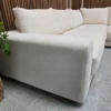 Left hand sofa end Large Corner Sofa & Glass Coffee Table In White Cosy Fabric