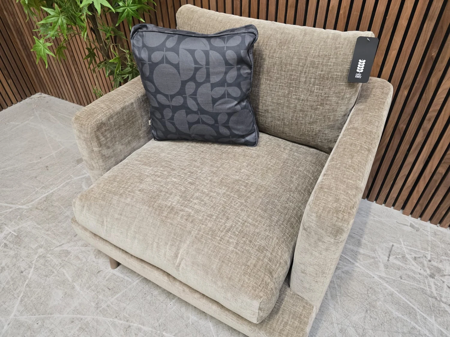 over head view of Orla kiely Larch chair