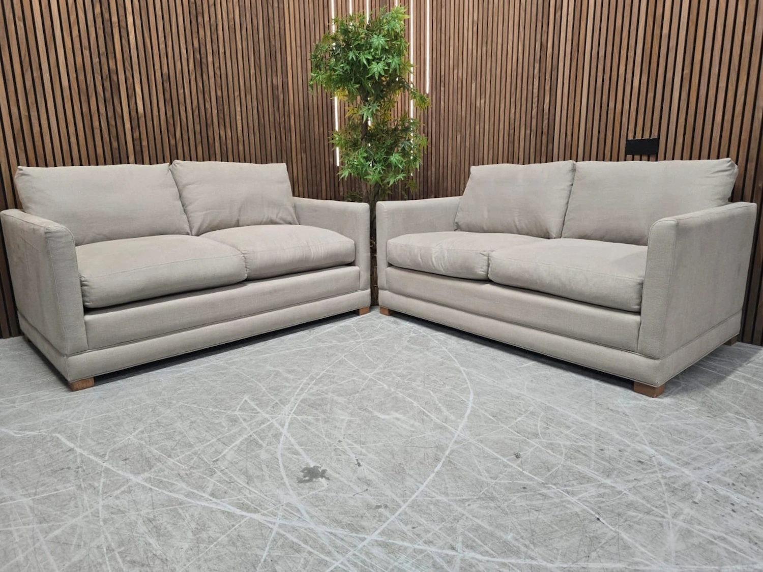 aissa sofa set in stone brushed linen cotton