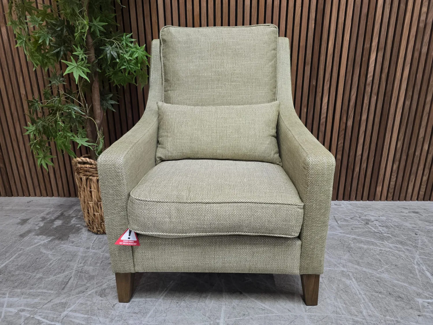 Front picture of the high back iggy armchair in palm