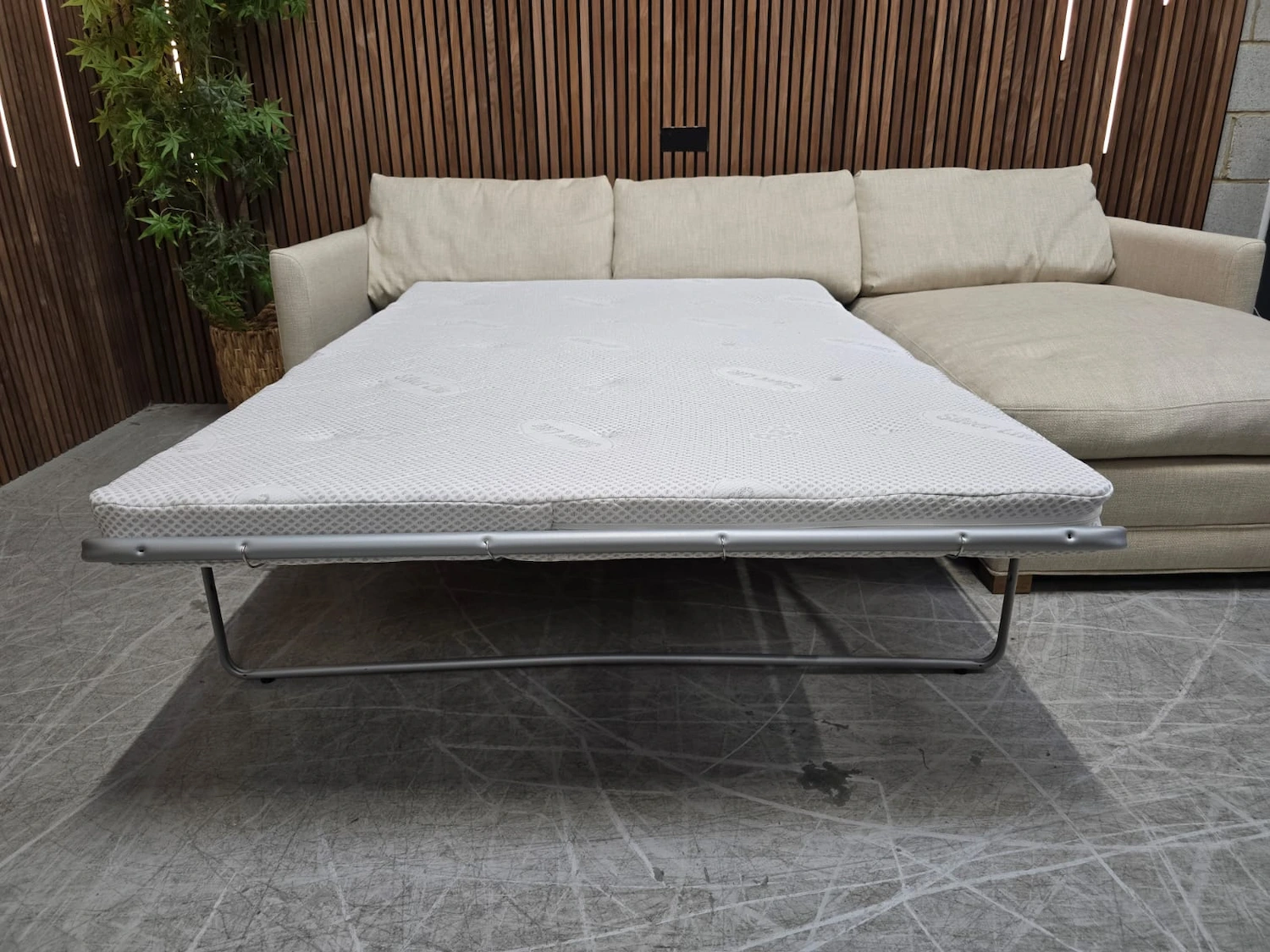 picture of the aissa chaise sofa bed when folded out