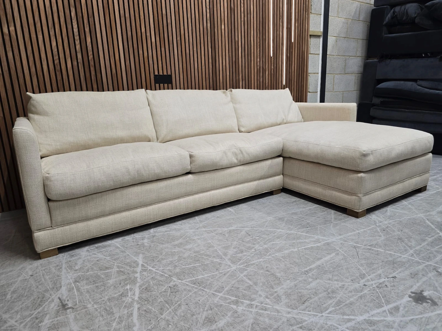 left side picture of the aissa chaise sofa in shearling