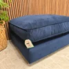 Harrington combi footstool in indigo blue velvet from the right side