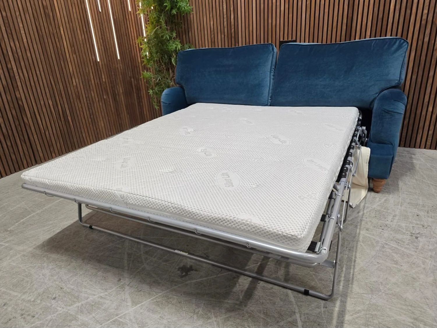 Bluebell 3 Seater Sofa Bed In Scuba Open In Sleep Mode