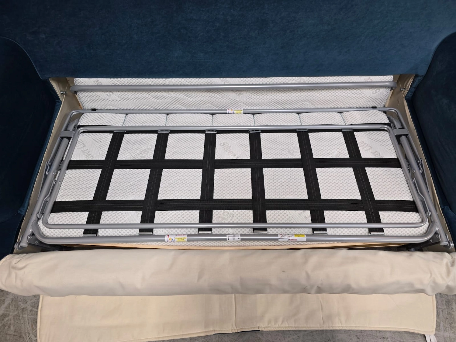 Bluebell 3 Seater Sofa Bed In Scuba Mattress and Frame Inside.