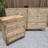 boho rattan & mango chest of drawers and bedside tables