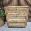 boho rattan and mango wood 3 drawer bedside cabinet