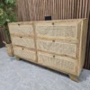 right side picture of the 6 drawer mango wood & rattan chest