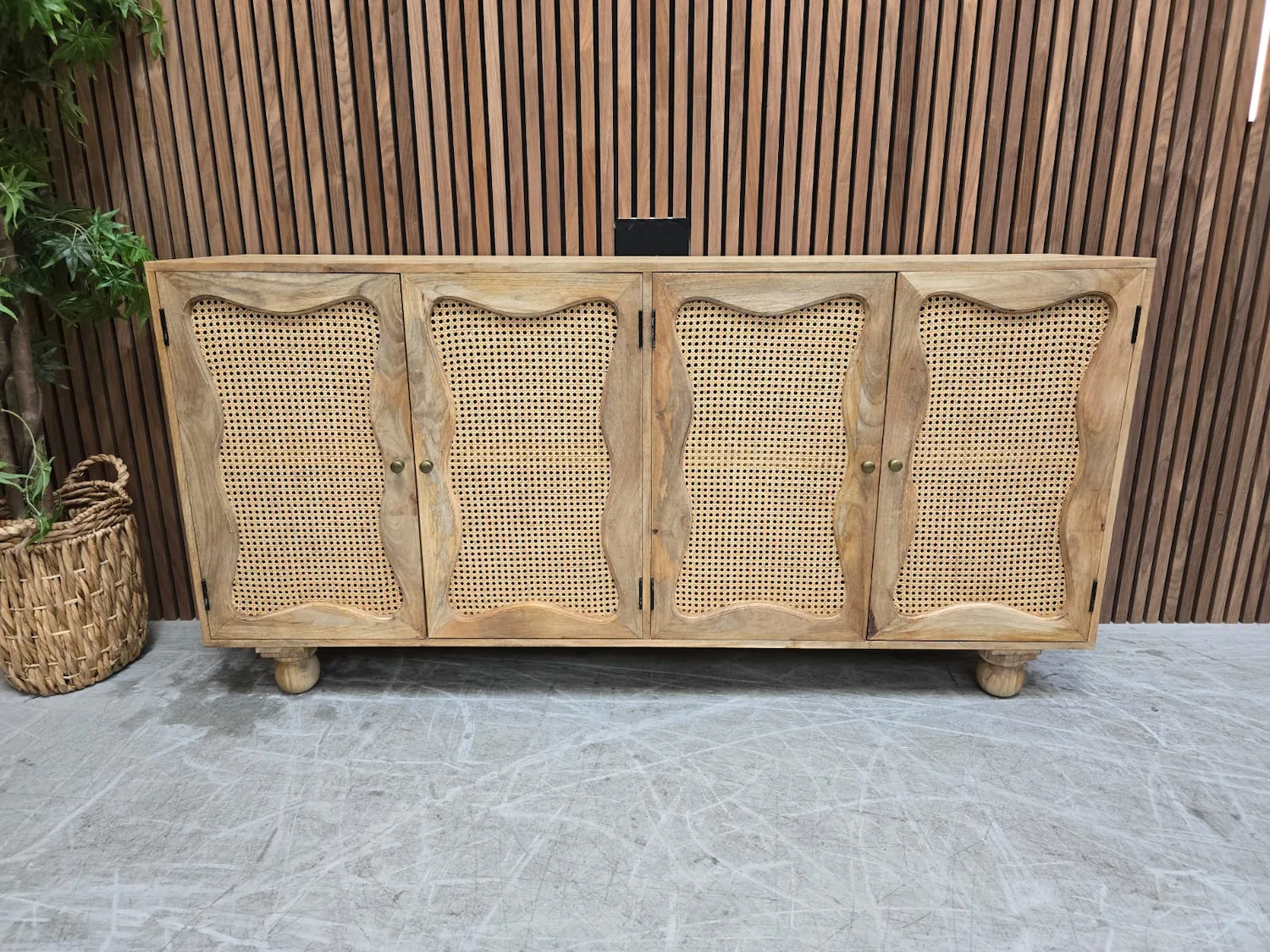 boho rattan large 4 door sideboard