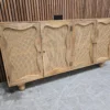 Boho Rattan Sideboard 3 rustic mango wooden and rattan sideboard from the left side