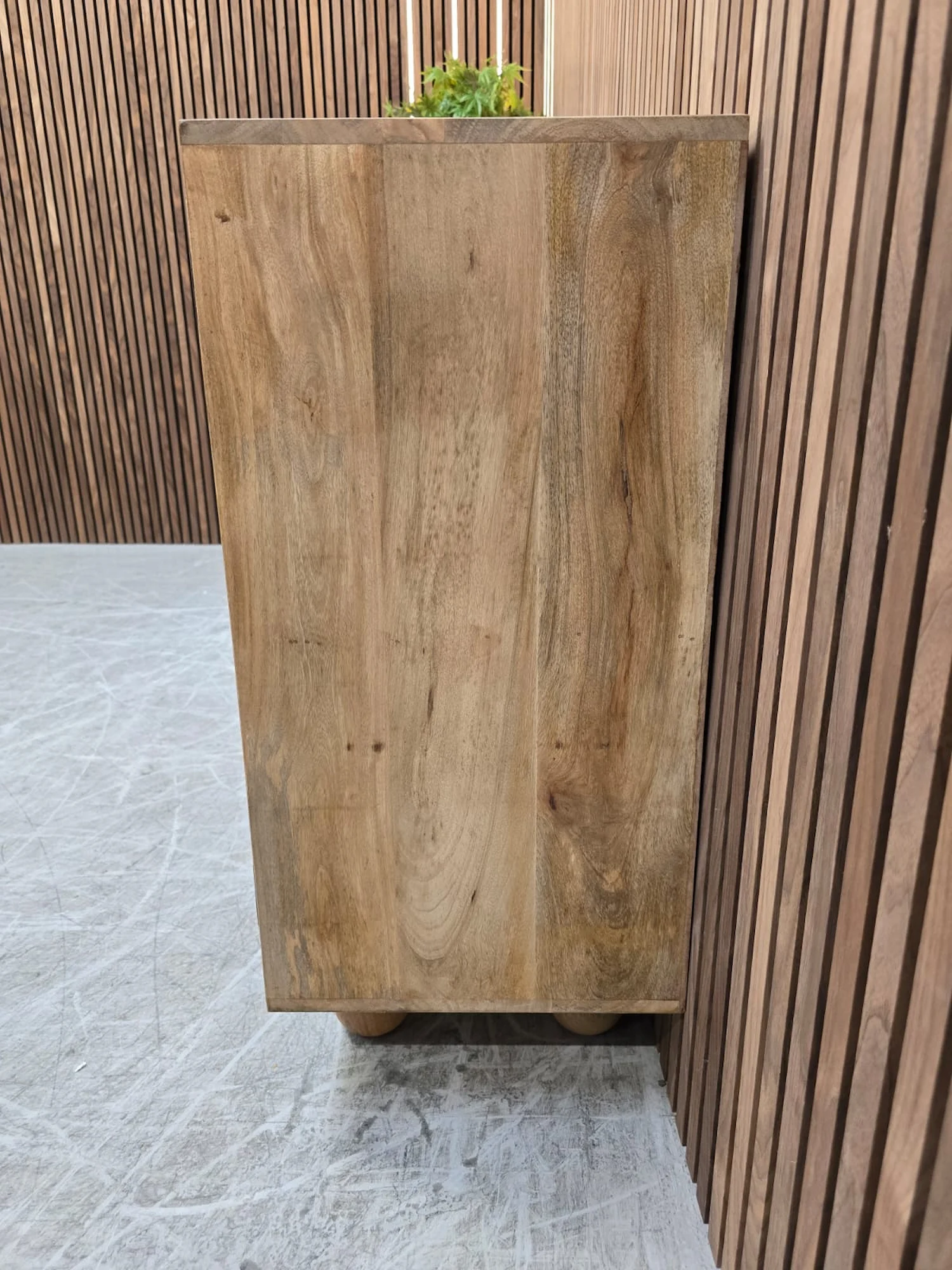 Boho Rattan Sideboard 4 right hand side of the mango wooden sideboard showing the grain of wood