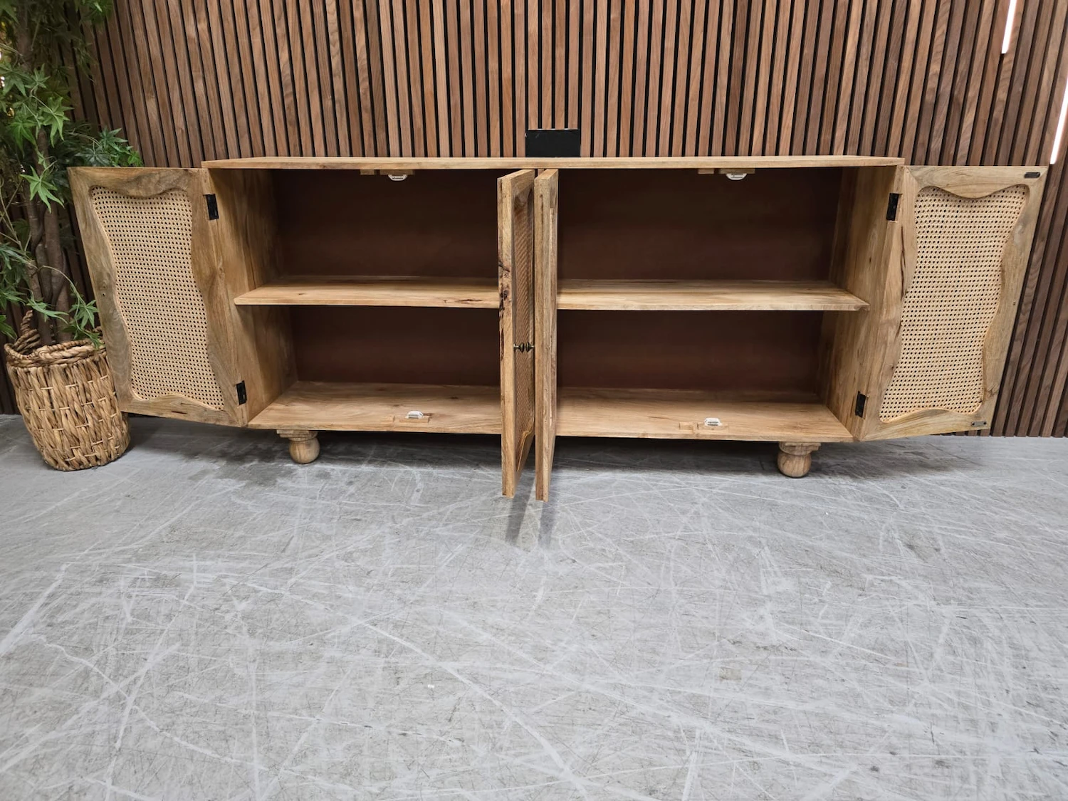 Boho Rattan Sideboard 6 cupboard space inside the sideboard