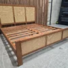 boho style sheesham wood and rattan super king bed frame from the left side
