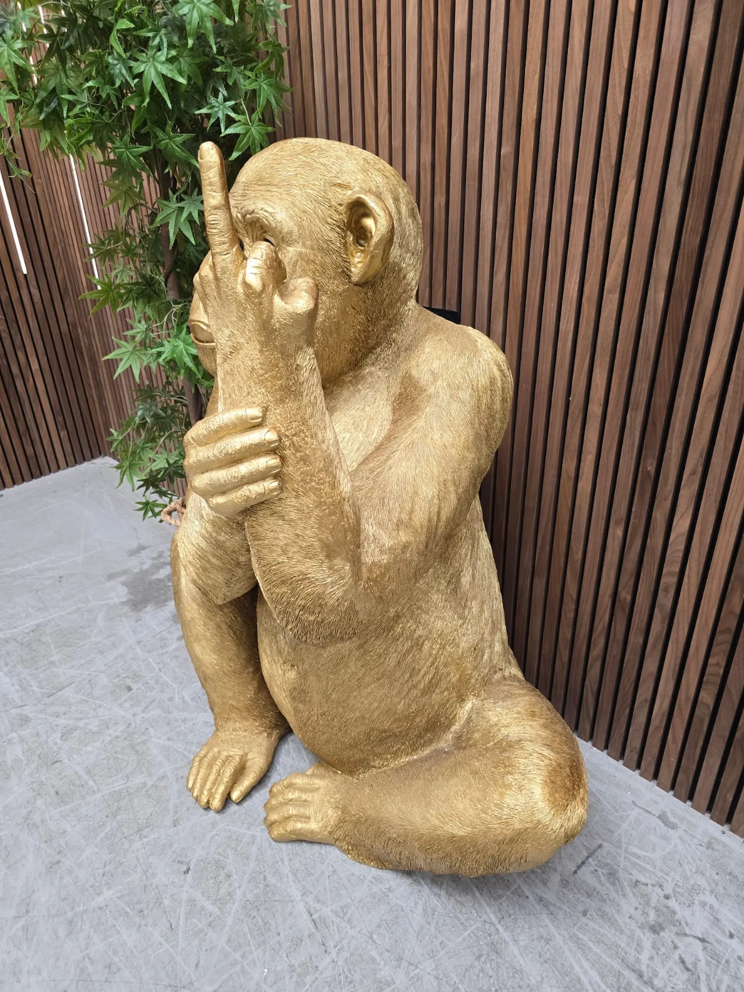 right side angle of the extra large 135cm tall golden monkey statue
