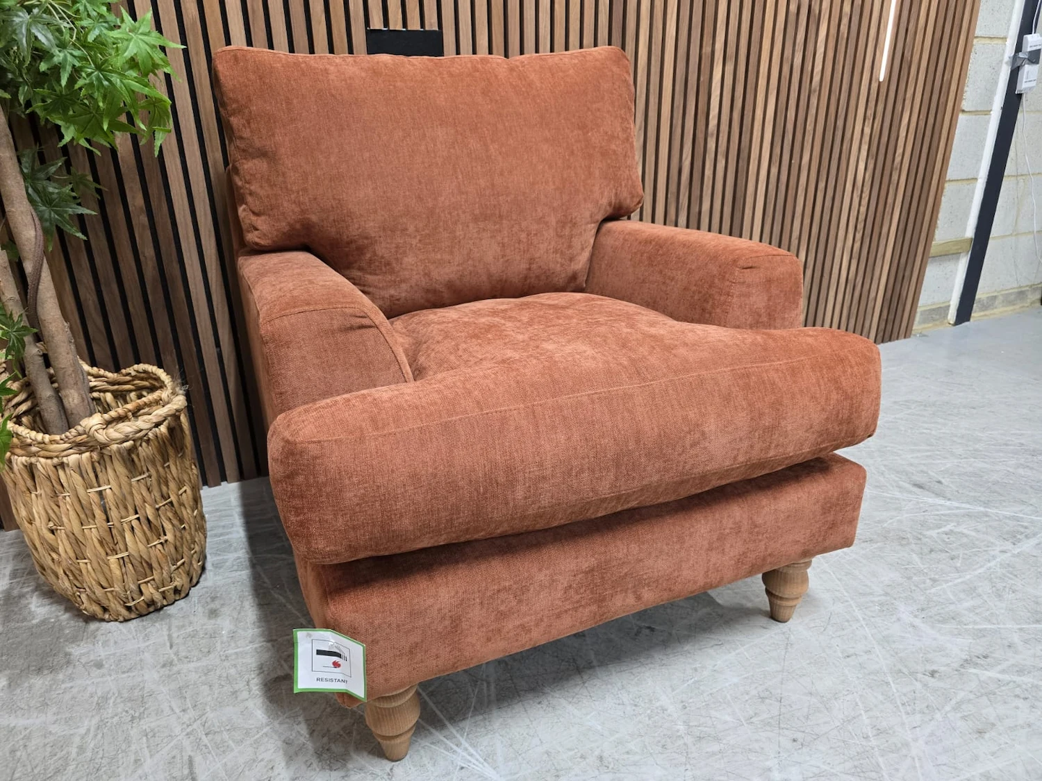 isla small armchair in koi from the left side