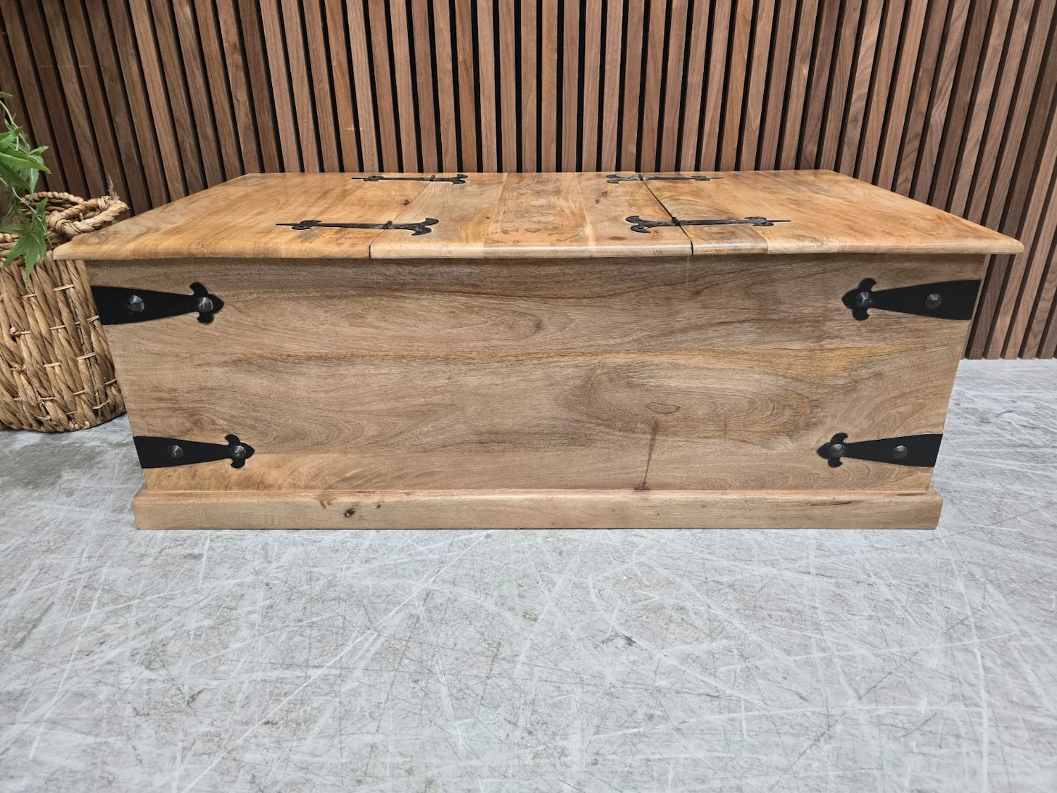 rustic mango wooden storage trunk coffee table