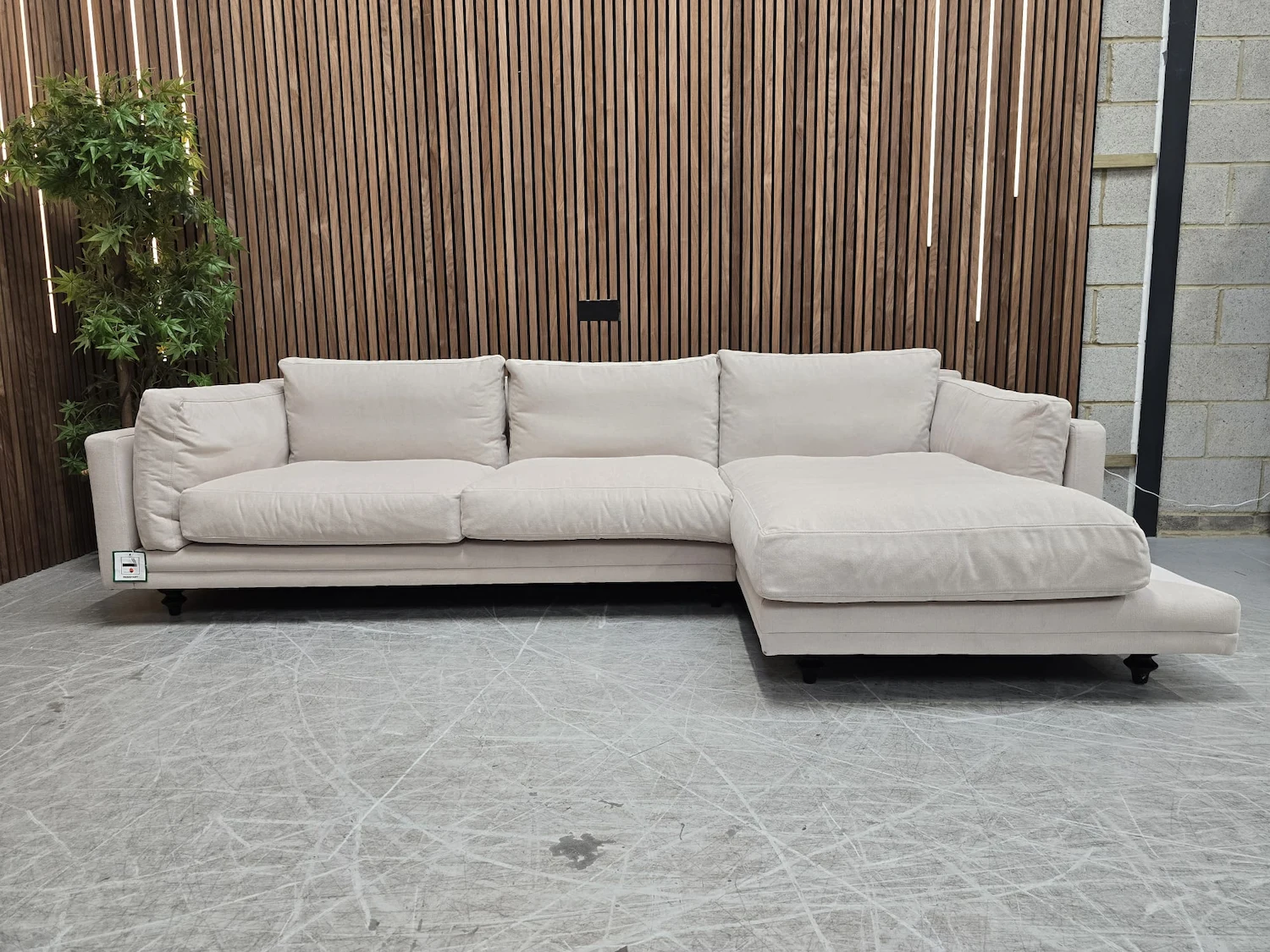 Marco right hand facing chaise sofa in sand aquaclean clever canvas