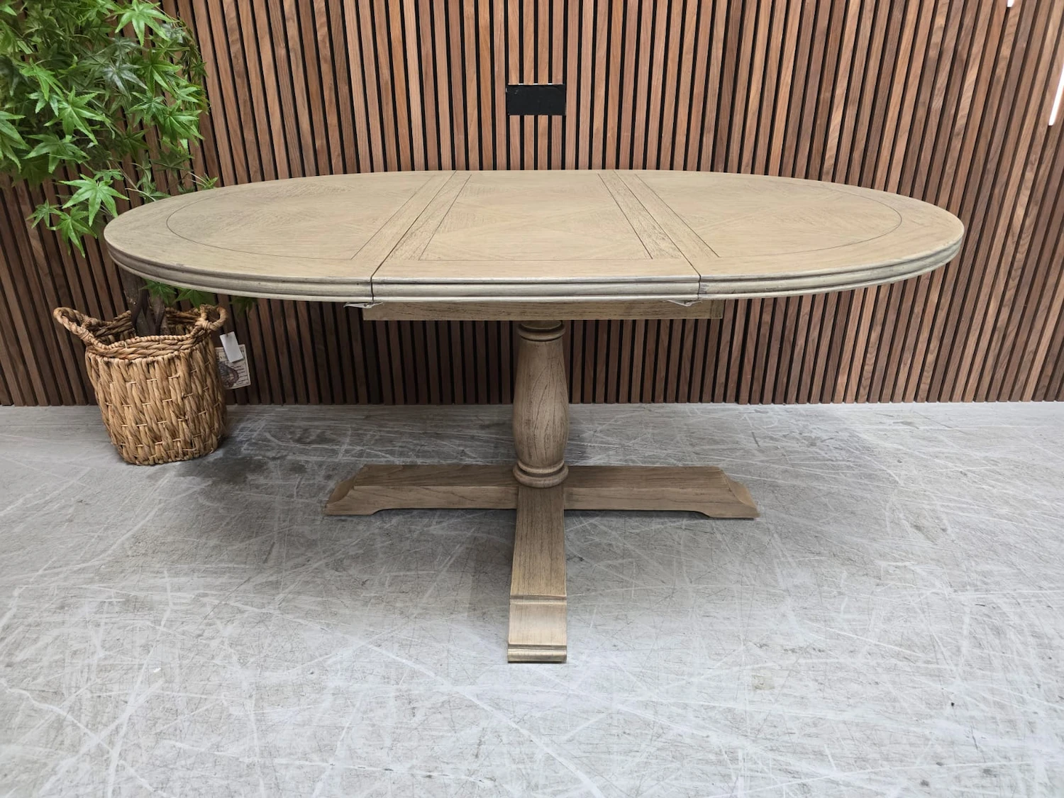 missouri extending circular dining table in weathered grey