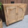 Rattan small 2 door sideboard 3 boho style rattan sideboard from the left side