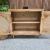 Rattan small 2 door sideboard 7 showing the inside the cupboard with a shelf