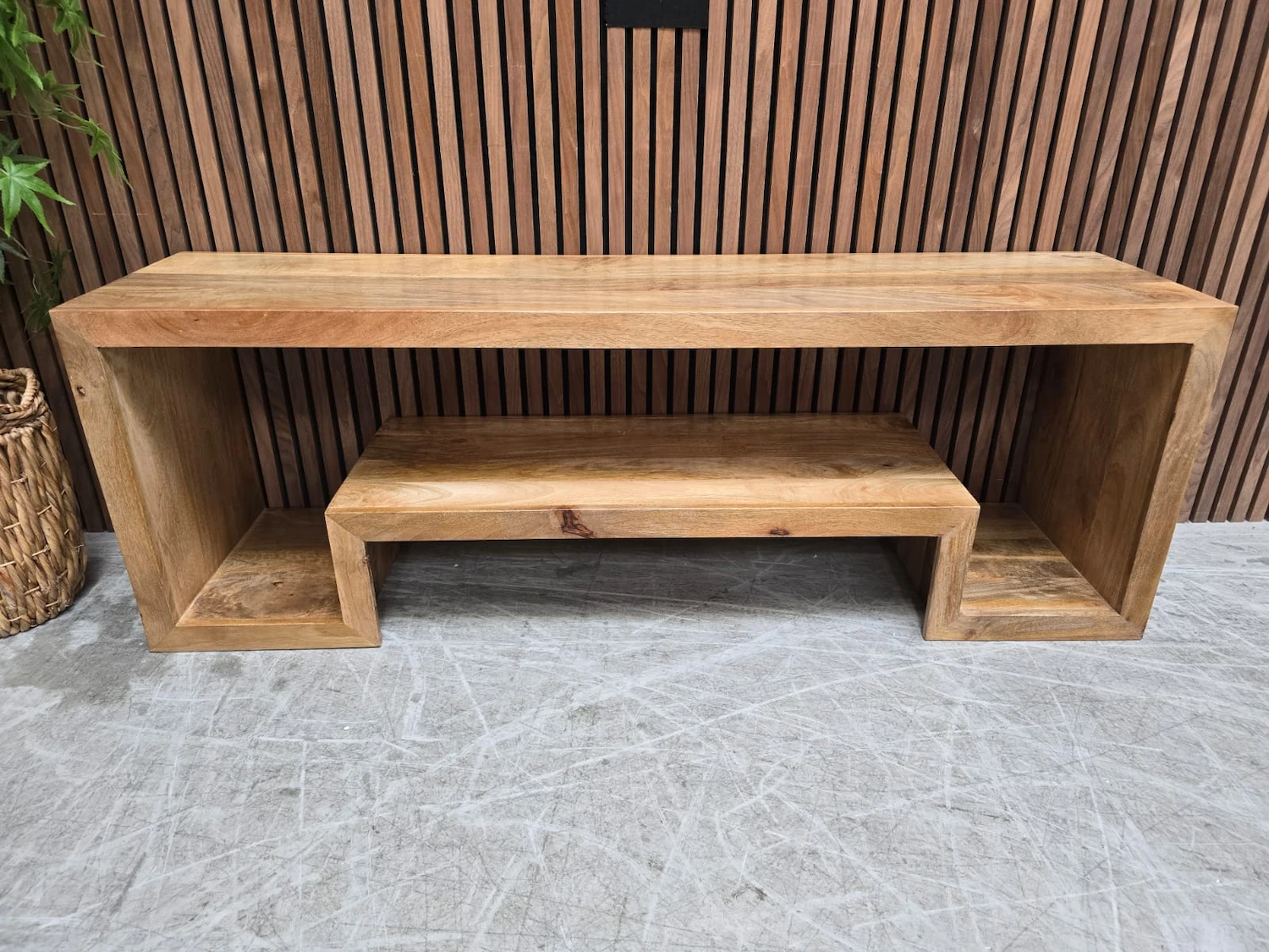 rustic mango wooden open tier tv stand