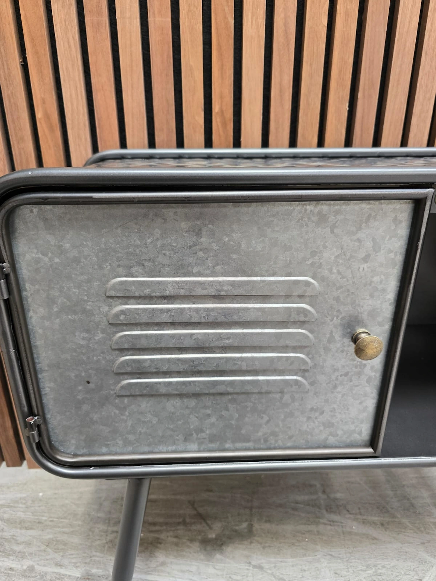 close up of the door detail which has a vent on