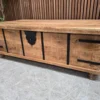 rustic wooden trunk coffee table from the right side